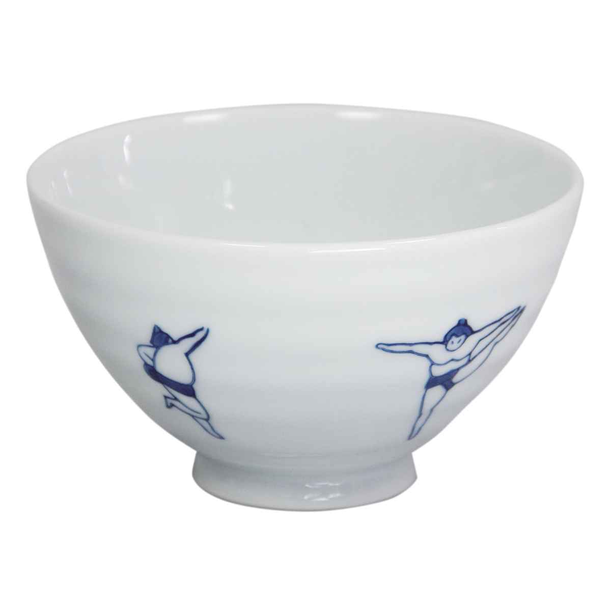 藍花 飯碗 11.5cm おすもう 磁器 波佐見焼 （ 食洗機対応 電子レンジ