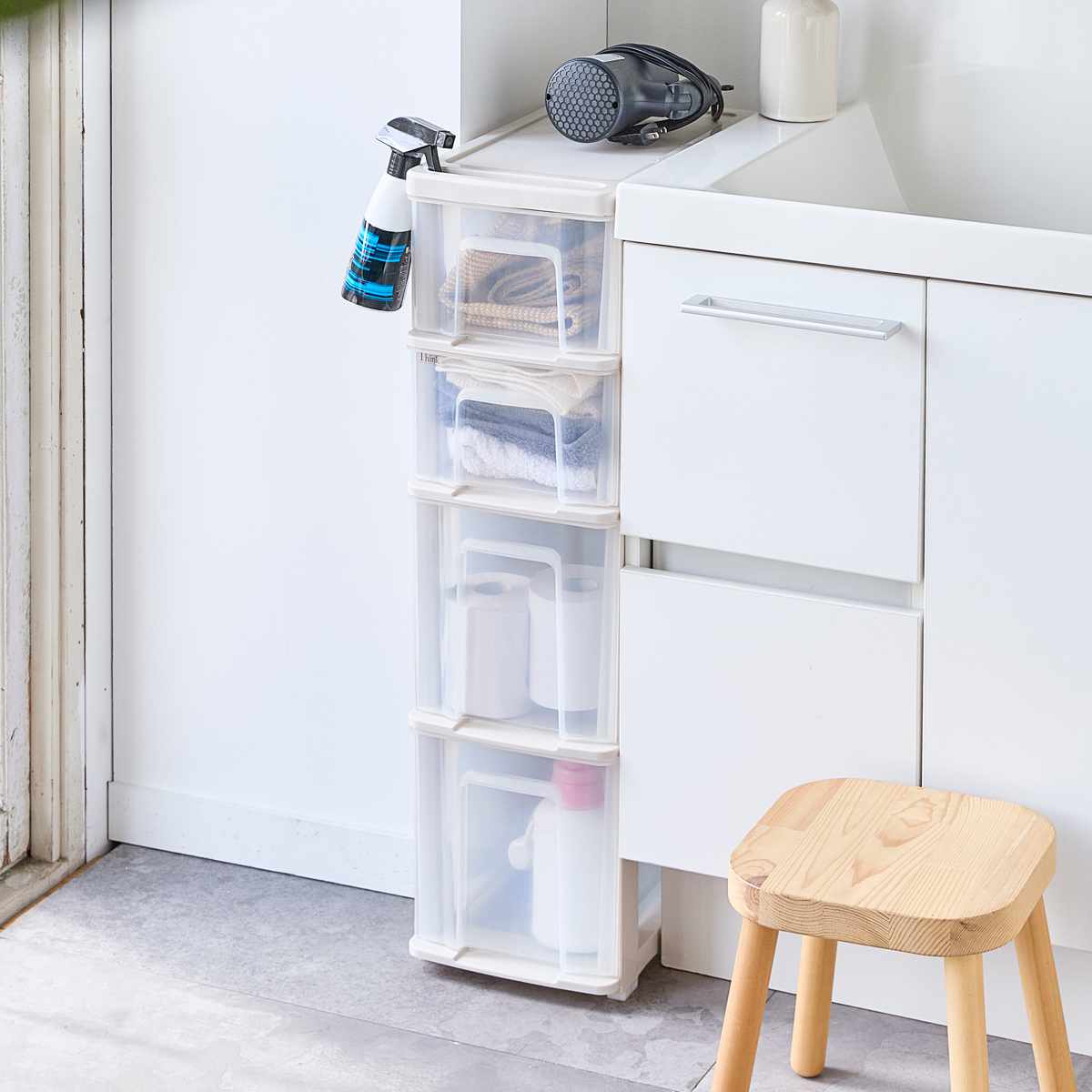 サンコープラスチック キッチンストッカー シンクスリム 幅22cm 4段