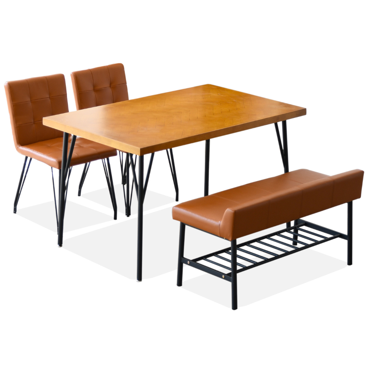 木製ダイニングチェア♥オレンジ♥長椅子 ベンチ ダイニングベンチ 幅94cm 収納付 （ ダイニングチェア 椅子 いす