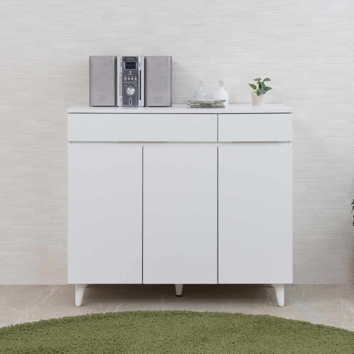 サイドボード 幅90cm 3枚扉 ホワイトリビング （ 食器棚 棚 ラック