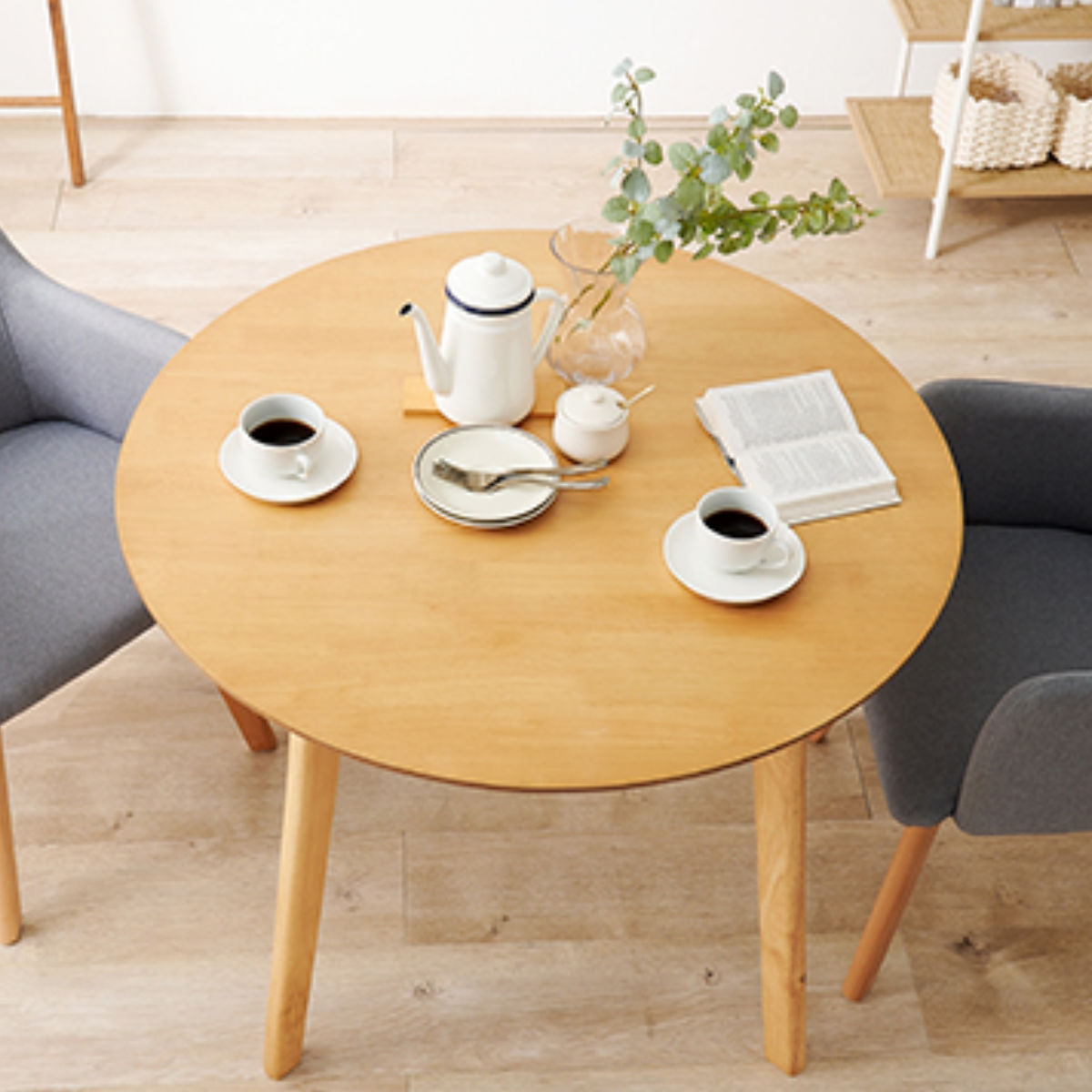 HAGiHARA（萩原） ダイニングセット 3点セット チェア肘付 円型