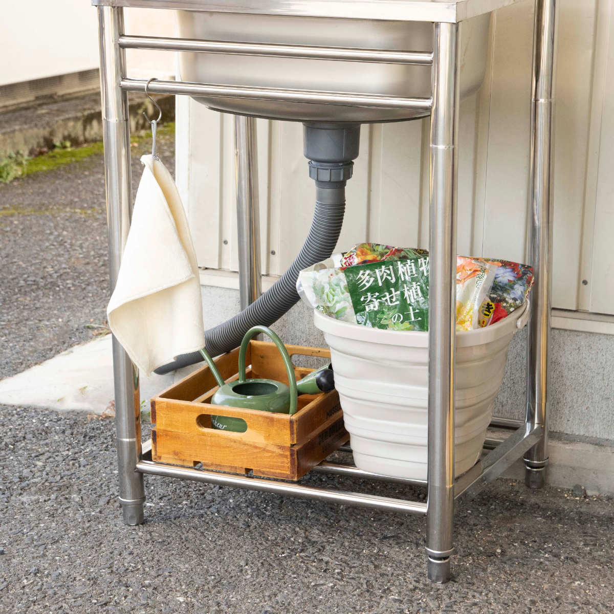 SANKA 流し台 幅54.5×奥行45×高さ80cm 蛇口付き ステンレス おそと