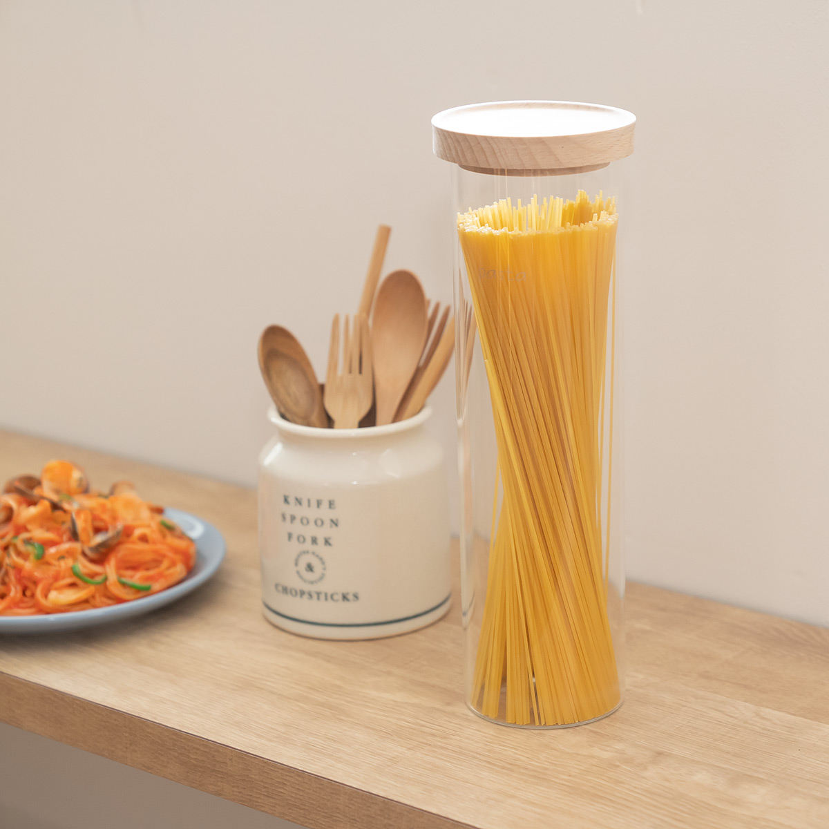 アレッシイ　ガラス保存容器2個セット　パスタ用キャニスター OTOTO（オトト） 保存容器 ガラス bpaフリー パスタケース パスタ入れ