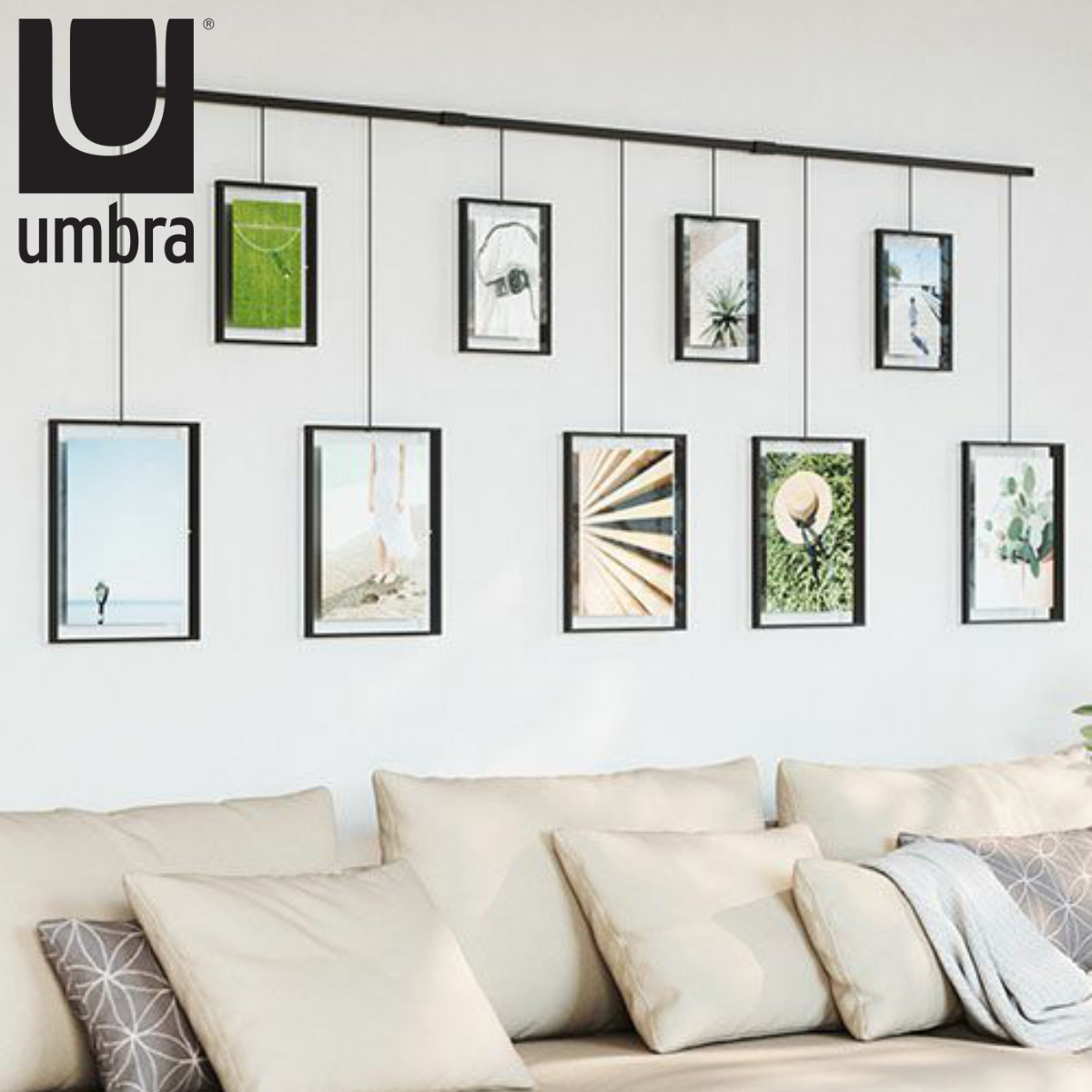 umbra フォトフレーム イグジビット 六切 2L判 壁掛け （ アンブラ 写真立て ウォール 写真たて おしゃれ 吊るす 9枚 フォトディスプレイ 縦 横 写真フレーム ）