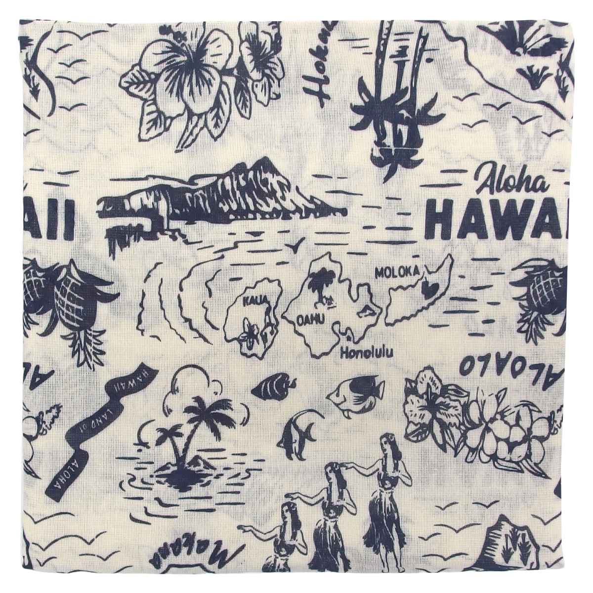リネン100%デニム　インディゴ　マルチケット　ソファーカバー　ハンドメイド マルチカバー ヴィンテージアロハ 150×225cm インドコットン