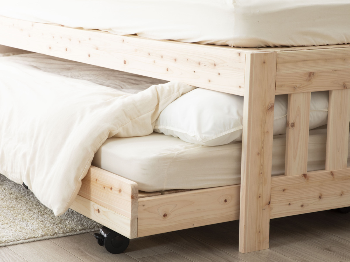 ペアベッド 国産ひのき すのこ 天然木 日本製 （ 親子ベッド スライド