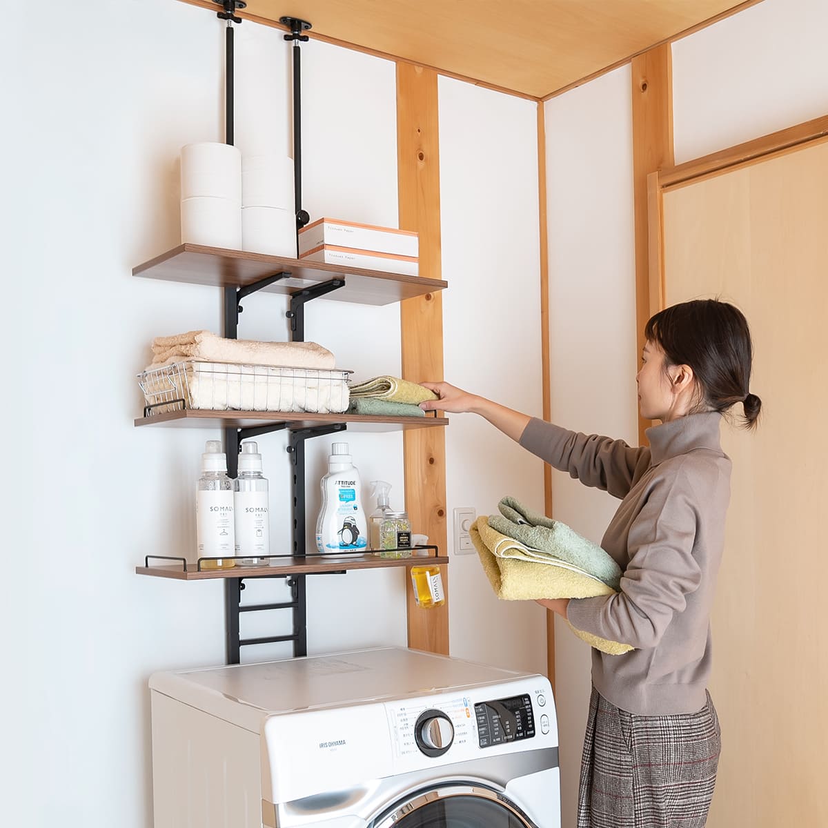 ホームテイスト（HOME taste） 突っ張り ランドリーラック 工具不要 棚