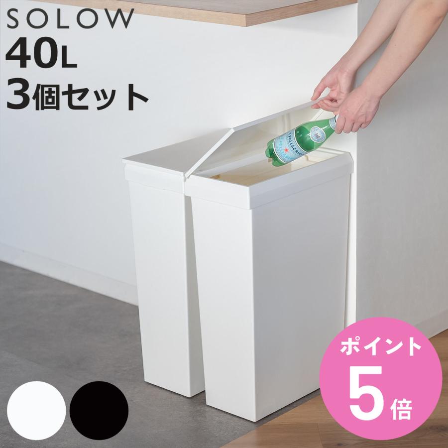 ���T�t�� �S�~�� 40L SOLOW �\���E �܂̌������y�ȃ_�X�g�{�b�N�X���C�h ���F3�Z�b�g �i ���ݔ� 40���b�g�� �ӂ��t�� ���C�h �܌��� �ȒP ���� �j