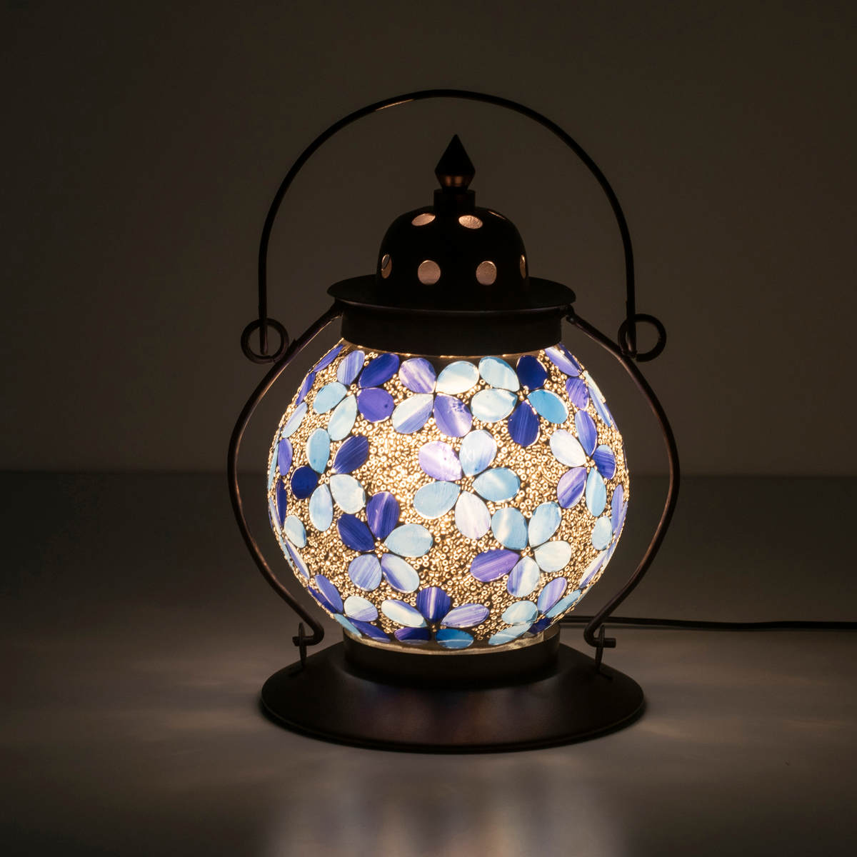 照明 モザイクランプ バハール ランタン型 コンセント型 （ ライト 間接照明 デスクライト インテリアライト 卓上 モザイク ガラス アンティーク ）