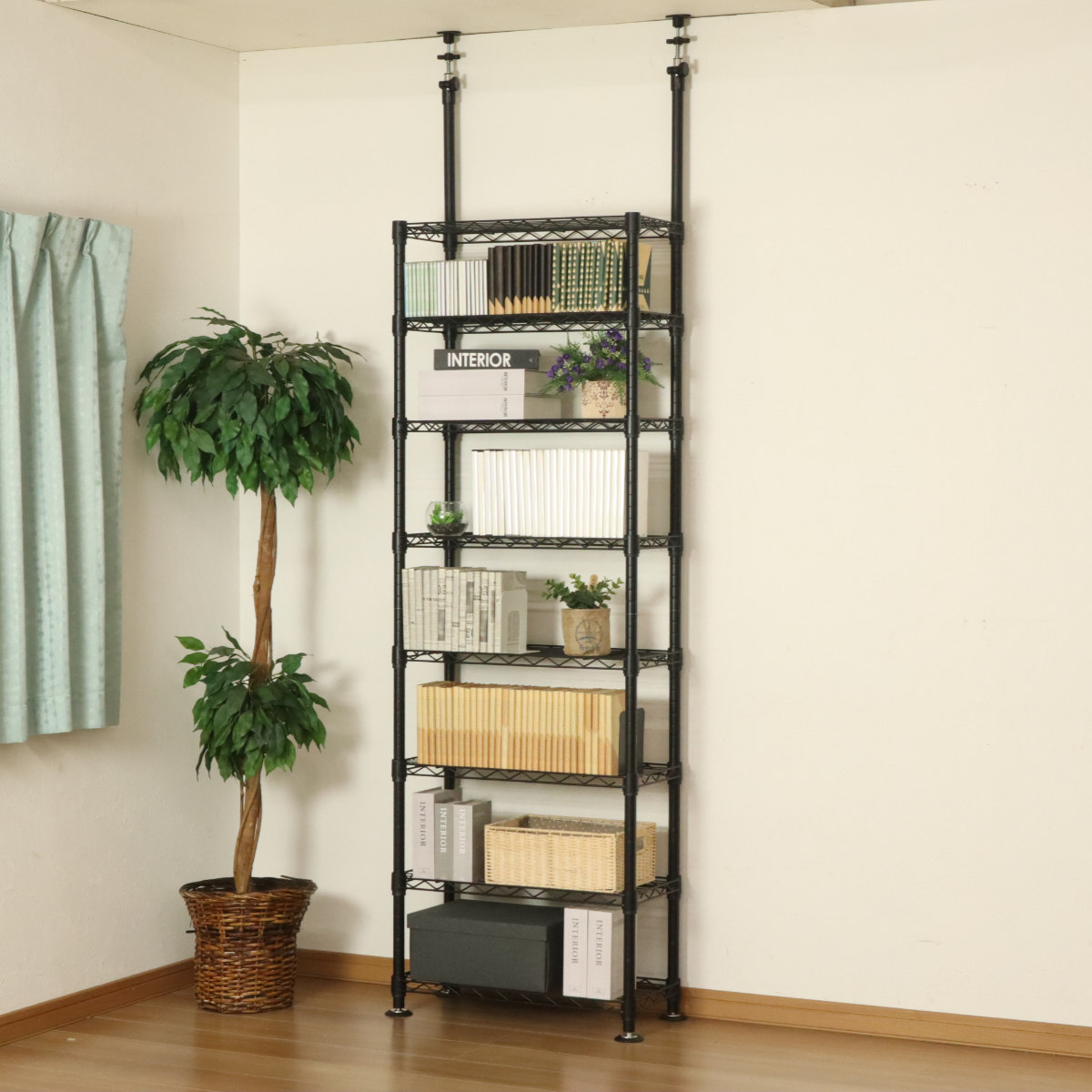 エイ・アイ・エス 突っ張り スチールラック 幅63cm 8段 高耐荷重 簡単