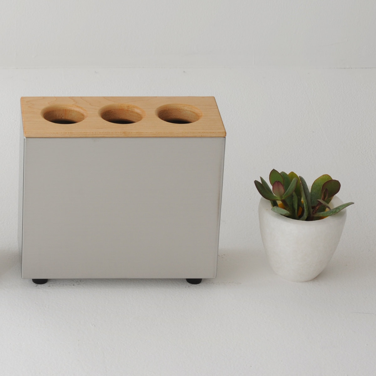 傘立て CUBE 3穴タイプ 天然木 ステンレス （ アンブレラスタンド