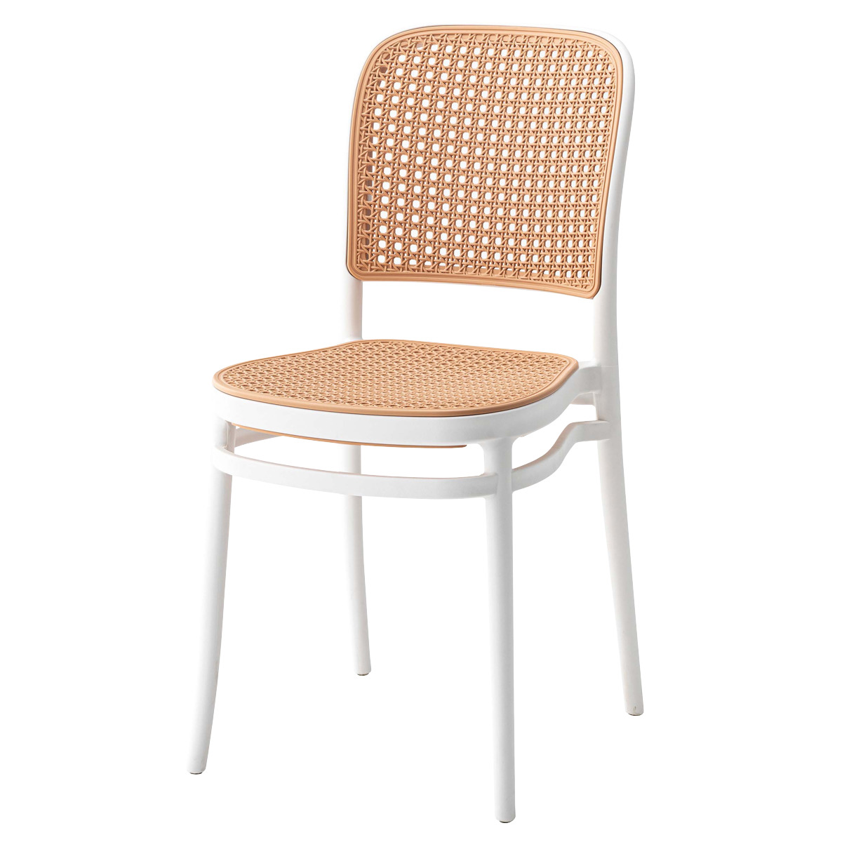 東谷 スタッキングチェア ラタン調 座面高46cm 軽量 （ 椅子