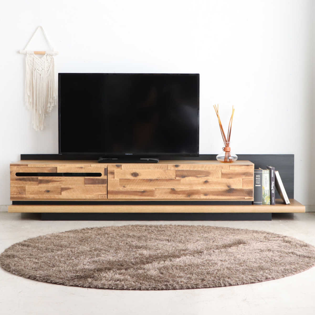 テレビ台 ローボード アカシア材 レトロモダン Noir 幅149.3cm