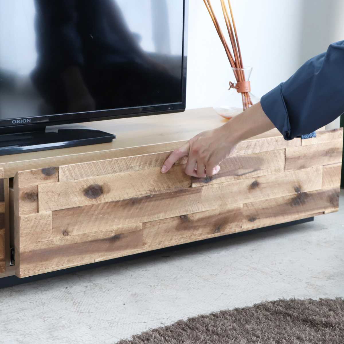 テレビ台 ローボード アカシア材 レトロモダン Noir 幅149.3cm