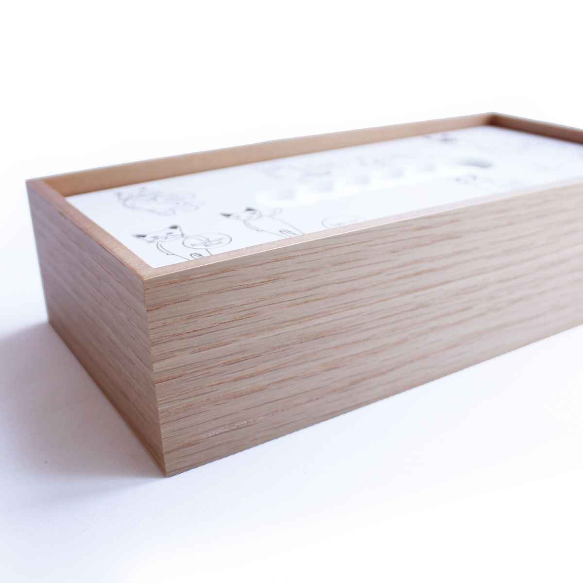 木製ボックスティッシュケース  ハンドメイド 試作品 004 ヤマト工芸 ティッシュケース hako cats 木製 （ ティッシュボックス