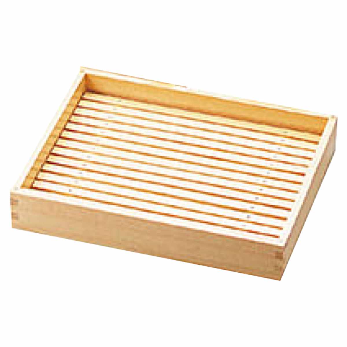 しゃぶしゃぶバット 大 目皿付き 木製 白木 （ 鍋用バット ネタ箱