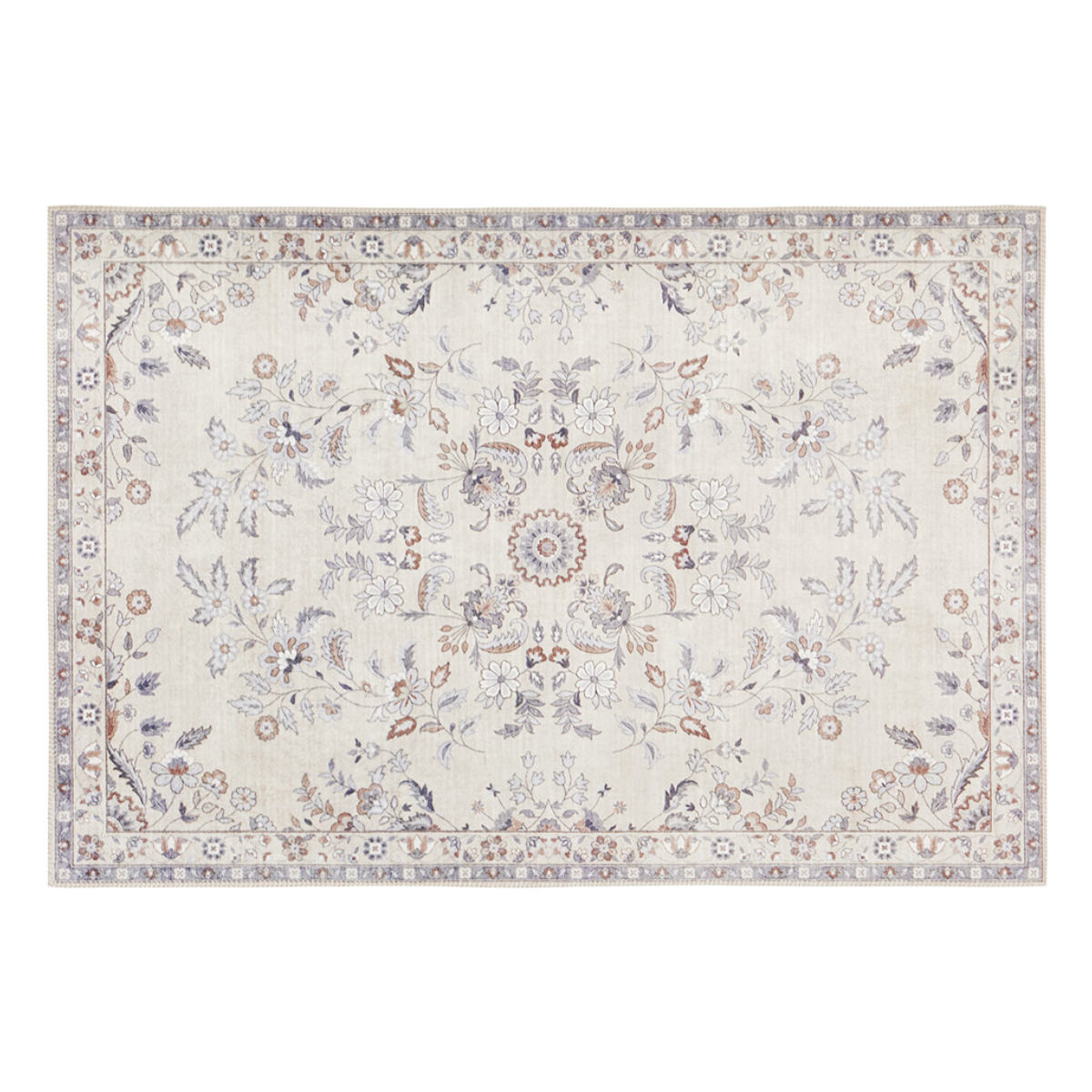 HAGiHARA ラグ 転写プリント フランネル レーナ 130×190cm 床暖房対応