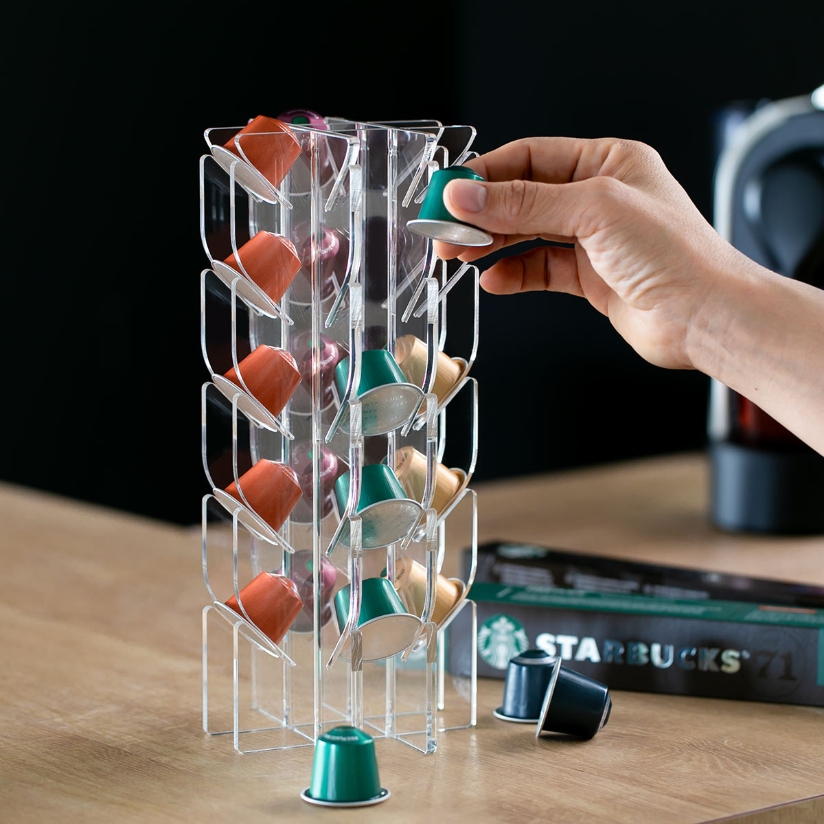 ゆみ　ネスプレッソ コーヒーメーカー　カプセルスタンド付き コーヒーカプセルスタンド ネスプレッソカプセルスタンド 20個収納