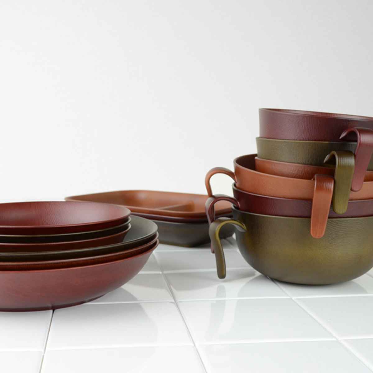 どんぶり 17cm 持ち手付き Woody プラスチック （ 食洗機対応 電子