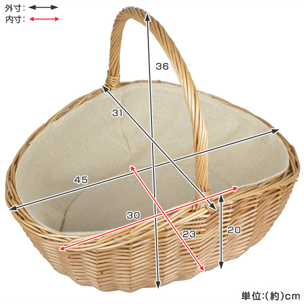 ちどり産業 ピクニックバスケット かごバッグ 煮柳バスケット ふたなし