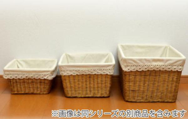ちどり産業 収納バスケット 天然素材 レース Mサイズ 3個セット （ 幅