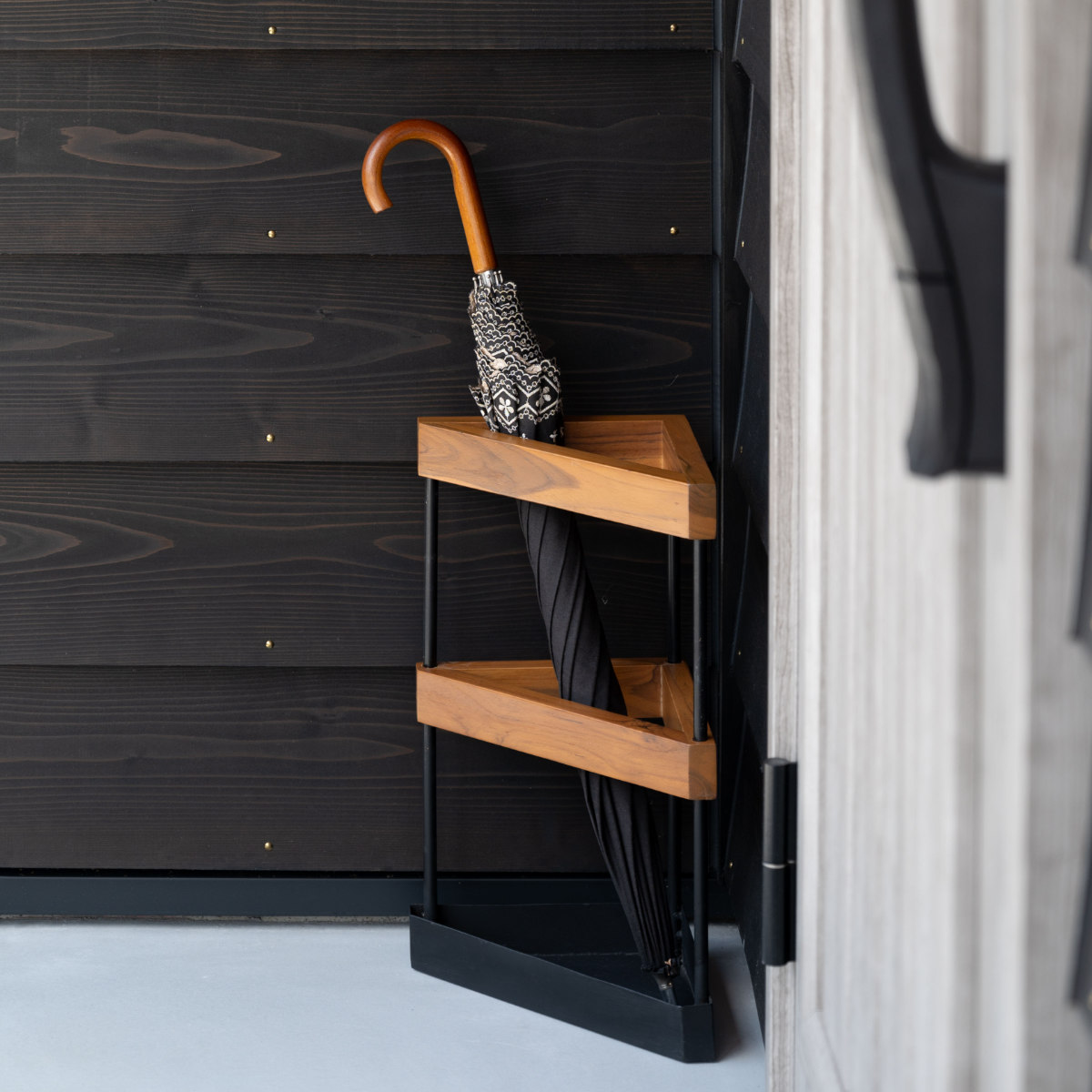 東谷 傘立て 三角 木製 スチール （ 傘たて スリム 玄関収納 省