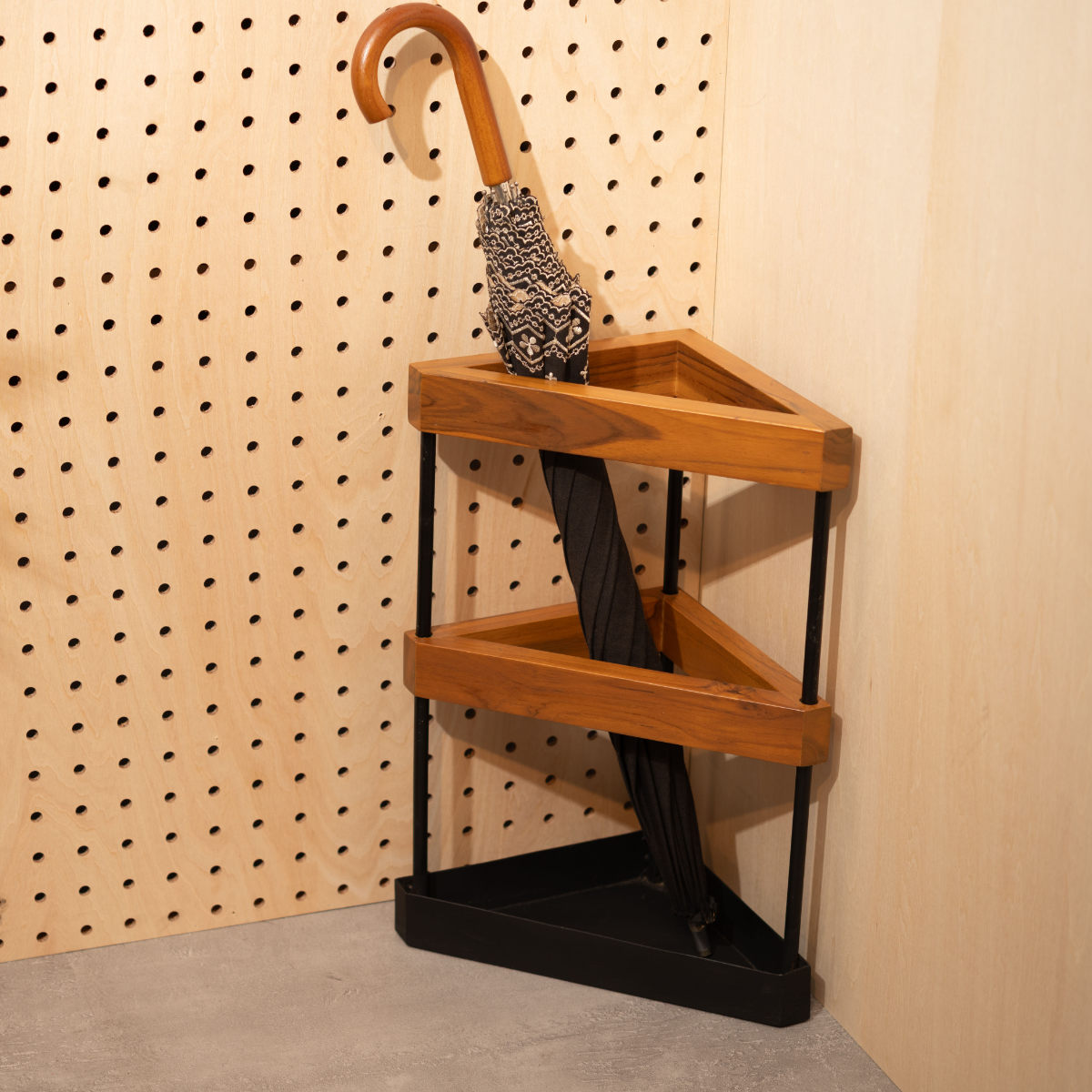 東谷 傘立て 三角 木製 スチール （ 傘たて スリム 玄関収納 省