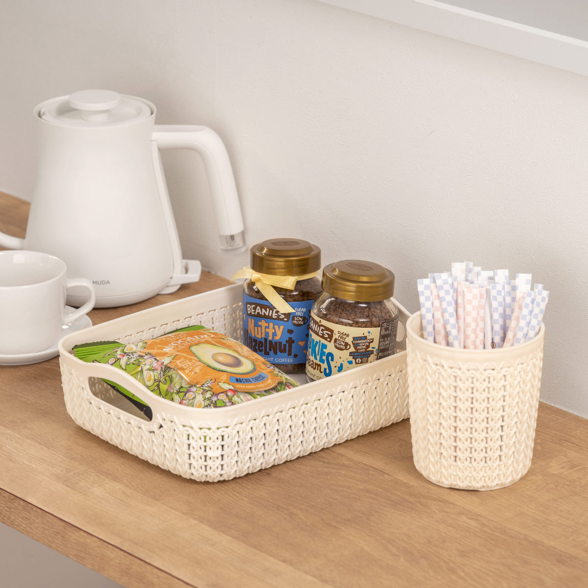 藤栄 バスケット ニット CURVER A5 小物入れ （ 収納 手編みニット調