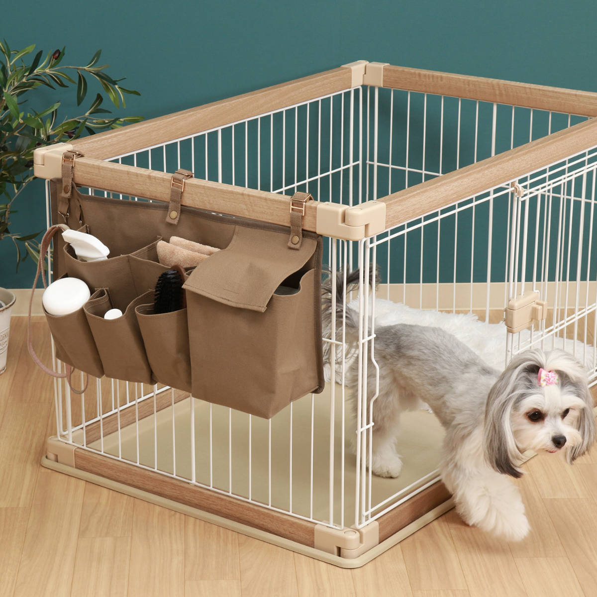 不二貿易（Fuji Boeki） ペットケージ 収納 ポケット 吊り下げ収納 犬