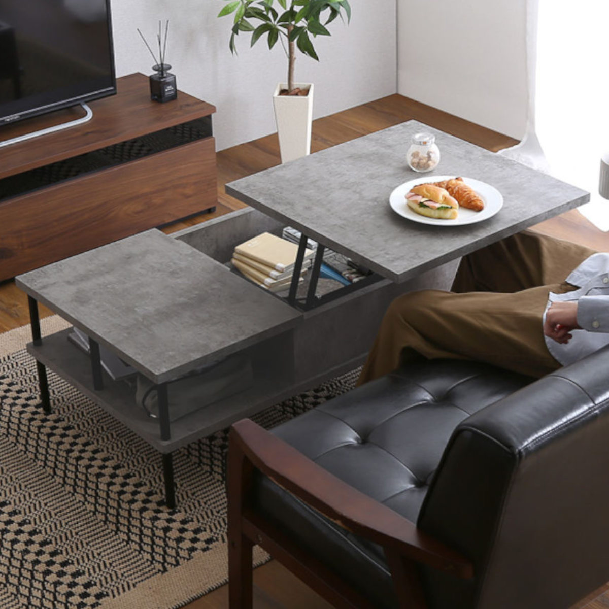 ホームテイスト（HOME taste） リフティングテーブル 幅100cm センター
