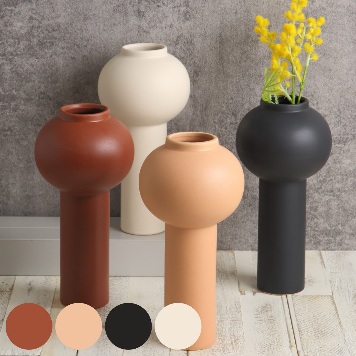 テラコッタ 円筒形 陶器 花瓶 インテリア小物 テラコッタ 円筒形 陶器 花瓶