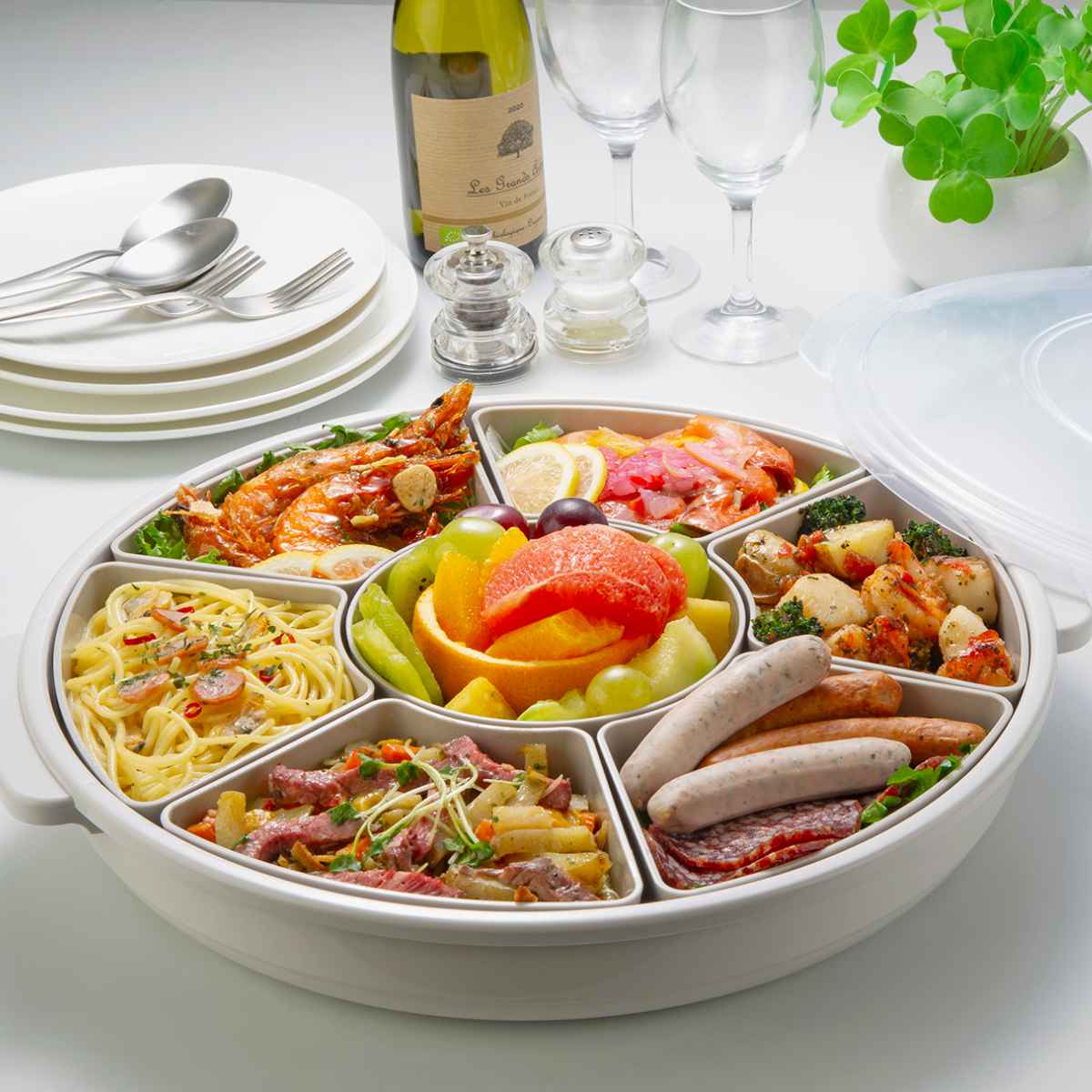 オードブル皿 39cm 仕切り皿 プラスチック （ オードブル容器 盛皿