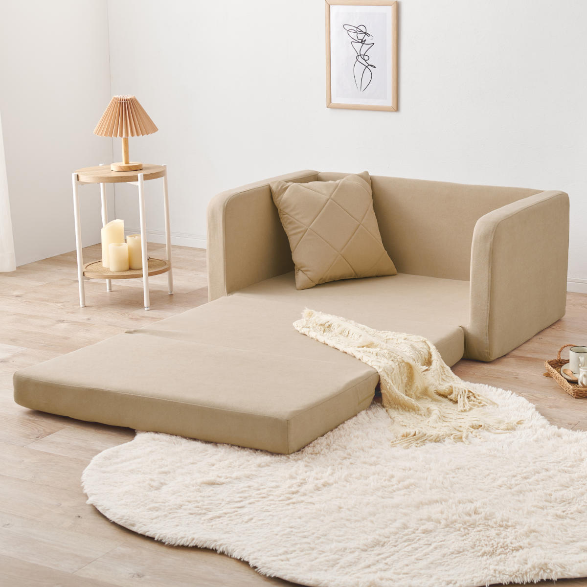 HAGiHARA（萩原） ソファベッド 幅110cm 肘付 （ 1人掛け 2人掛け 一人