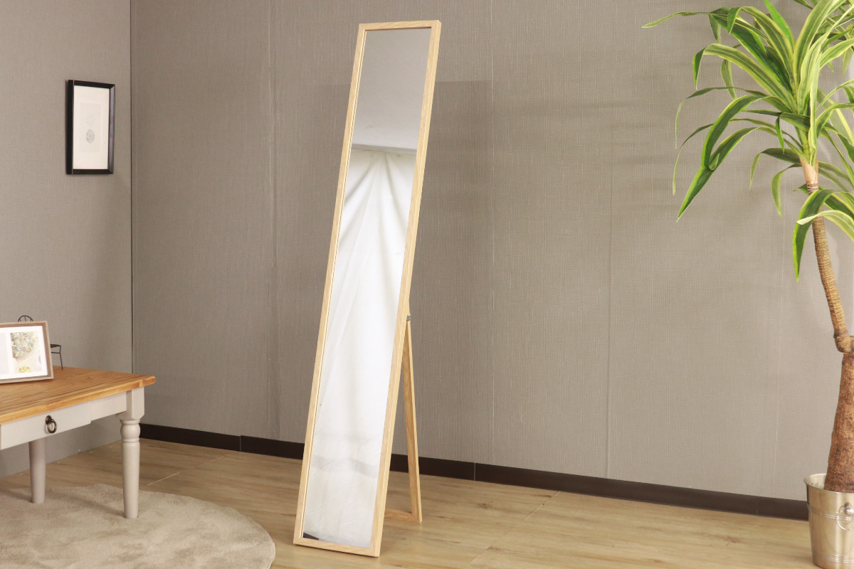 スタンドミラー 全身 幅25×高さ150cm 木目調 （ コンパクト スリム