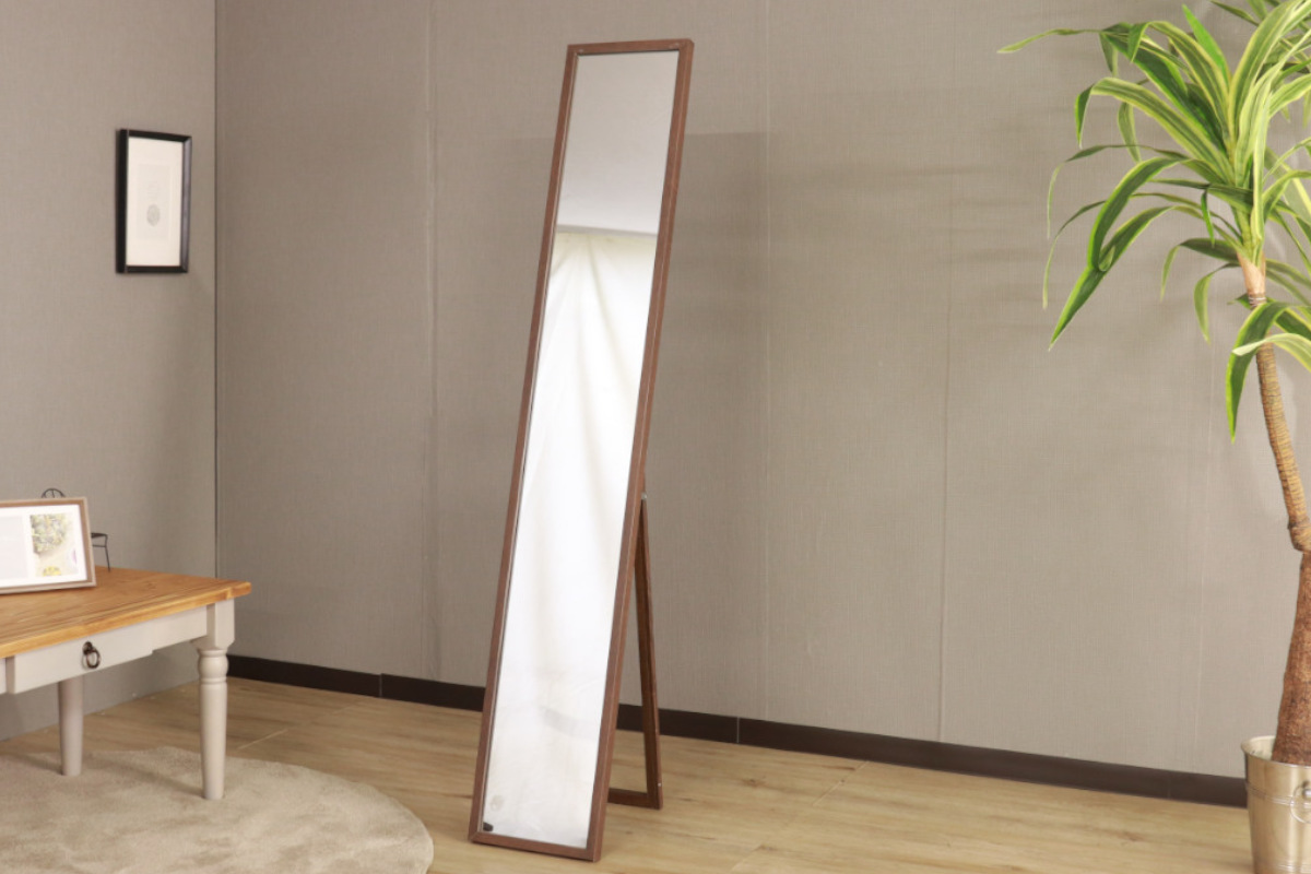 スタンドミラー 全身 幅25×高さ150cm 木目調 （ コンパクト スリム