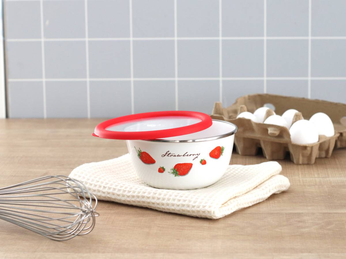 ミキシングボウル 14cm ストロベリーシリーズ 富士ホーロー （ Honey