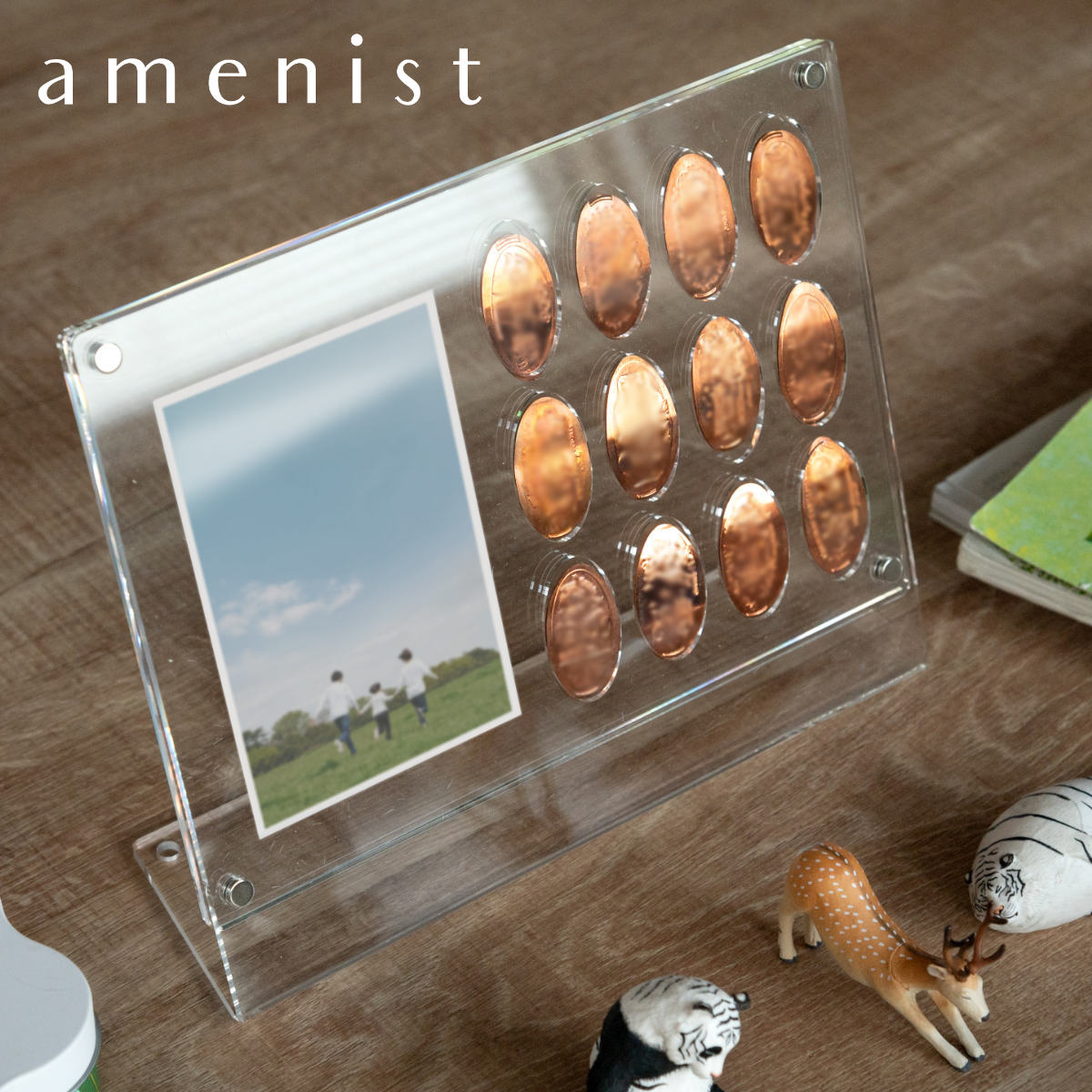 特典付き メダルフォトスタンド amenist （ 幅23×奥行7.5×高さ18cm