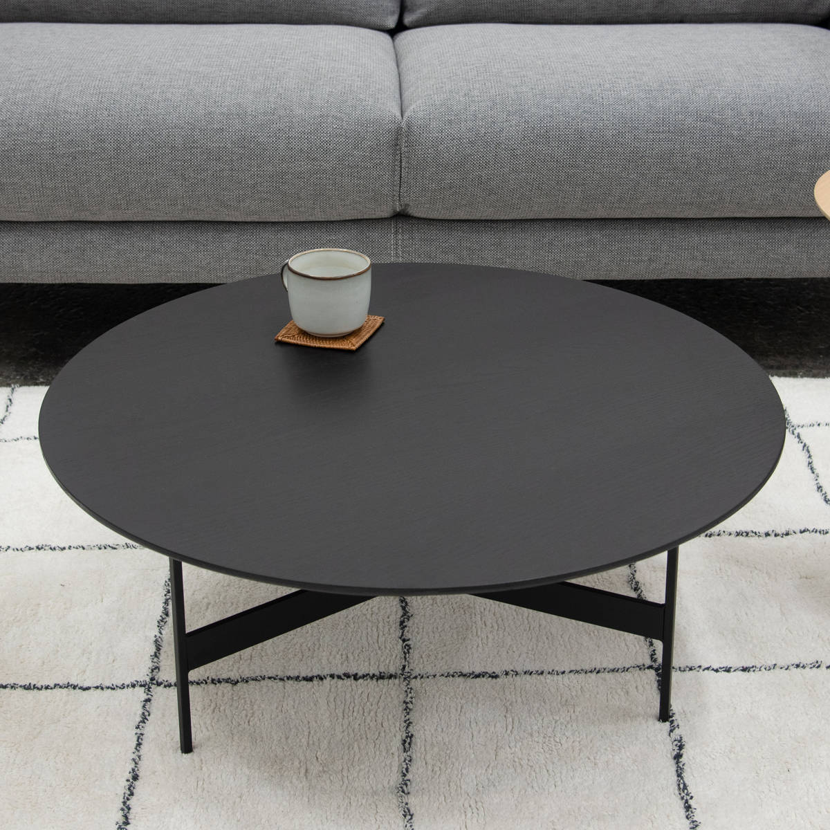 東谷 センターテーブル 幅78cm アイアンレッグ ラウンドテーブル