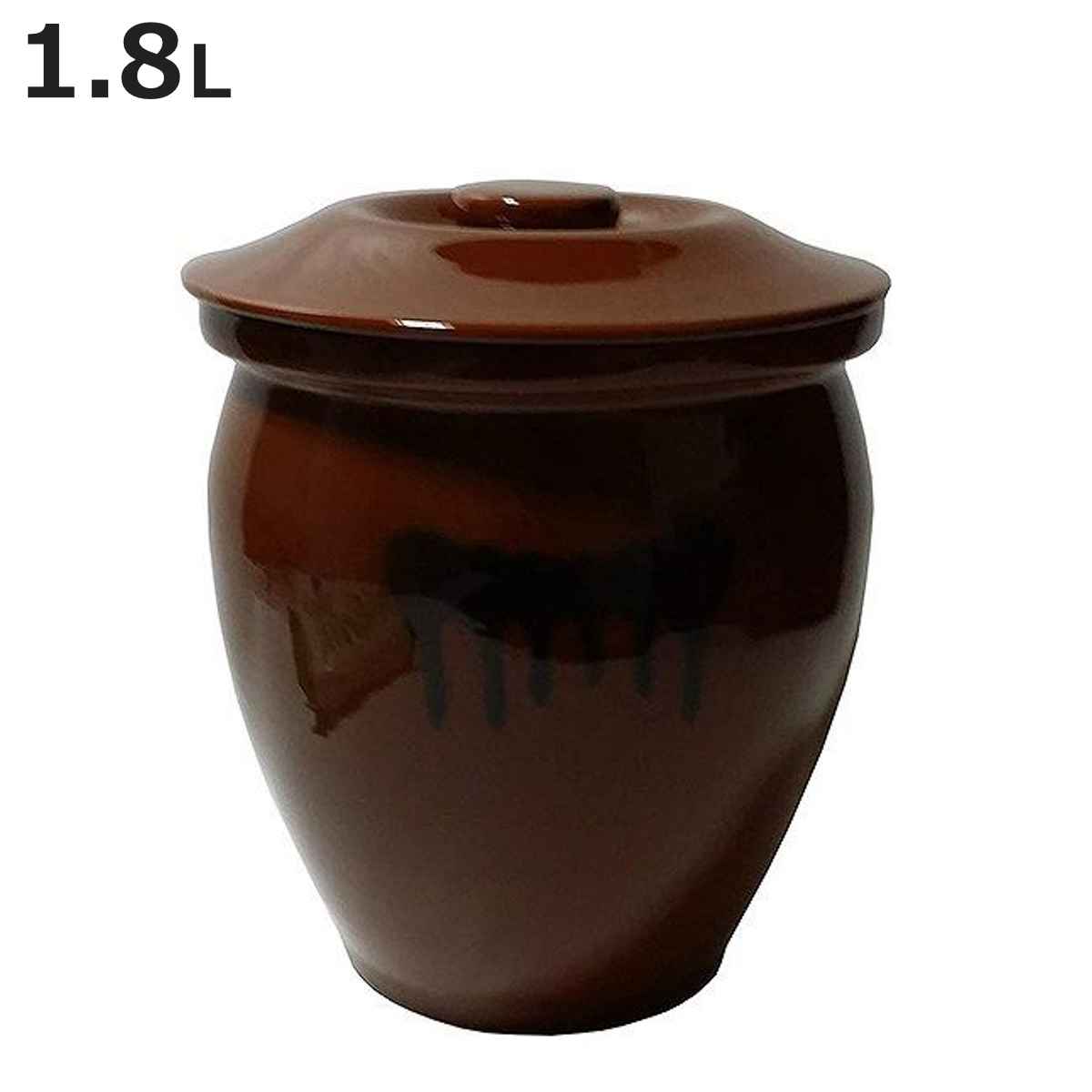 漬物容器 1.8L 丸かめ 1号 蓋付き 陶器 （ 漬物樽 つけもの容器 漬け物