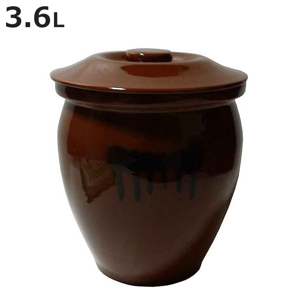 漬物容器 3.6L 丸かめ 2号 蓋付き 陶器 （ 漬物樽 つけもの容器 漬け物