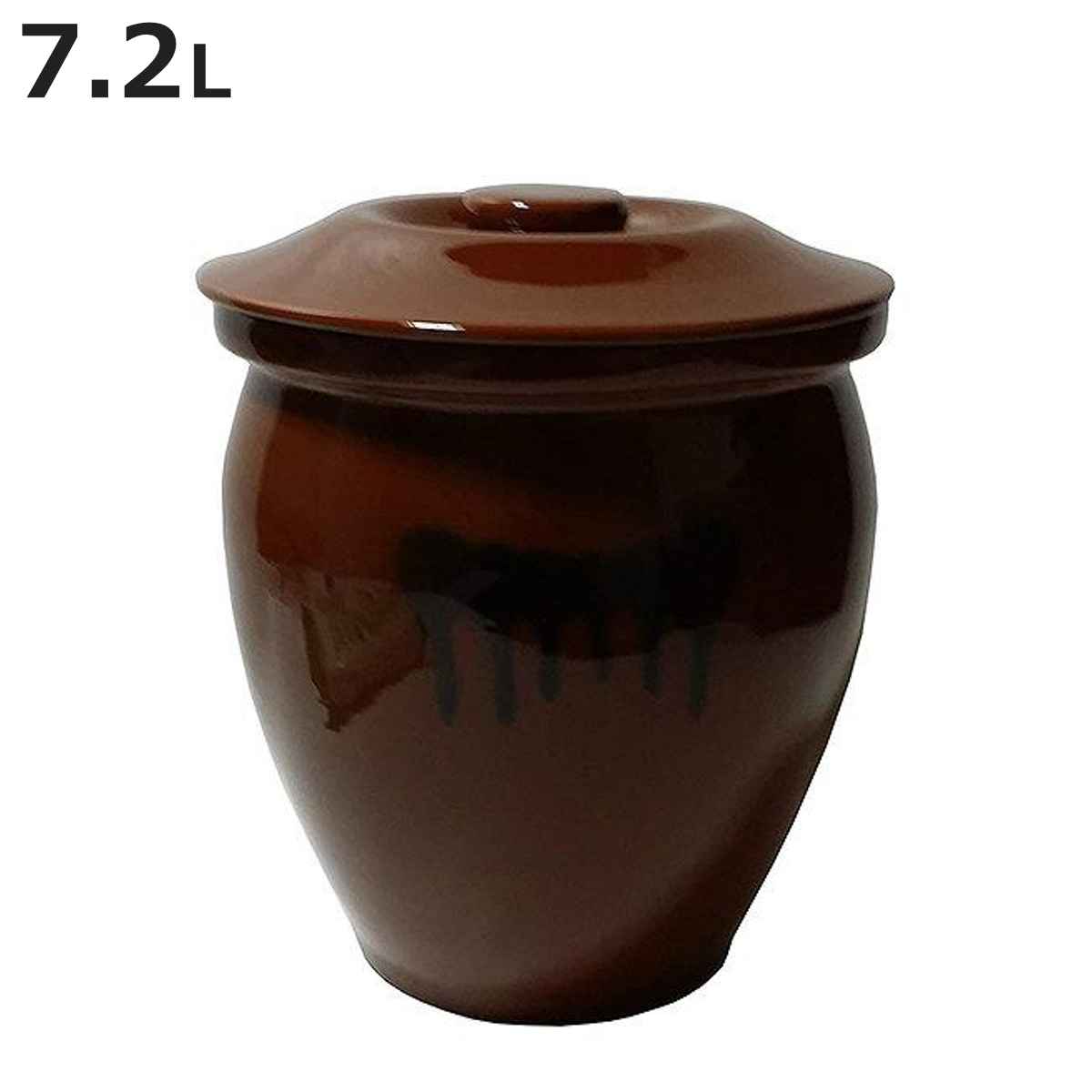 漬物容器 1.8L 丸かめ 1号 蓋付き 陶器 （ 漬物樽 つけもの容器 漬け物