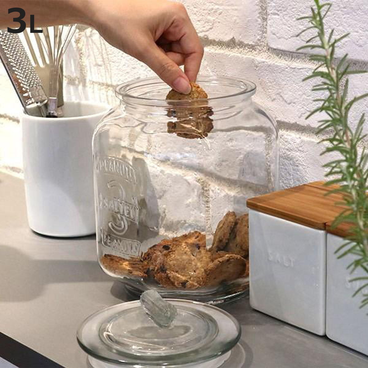 保存容器 3L ガラスクッキージャー ガラス （ キャニスター ガラス保存