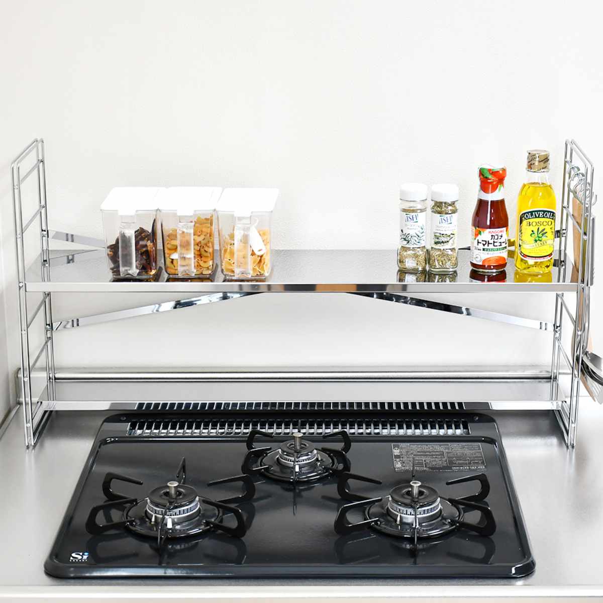 コンロ奥ラック コンロ奥多機能ラック 幅80cm 2段 （ ステンレス