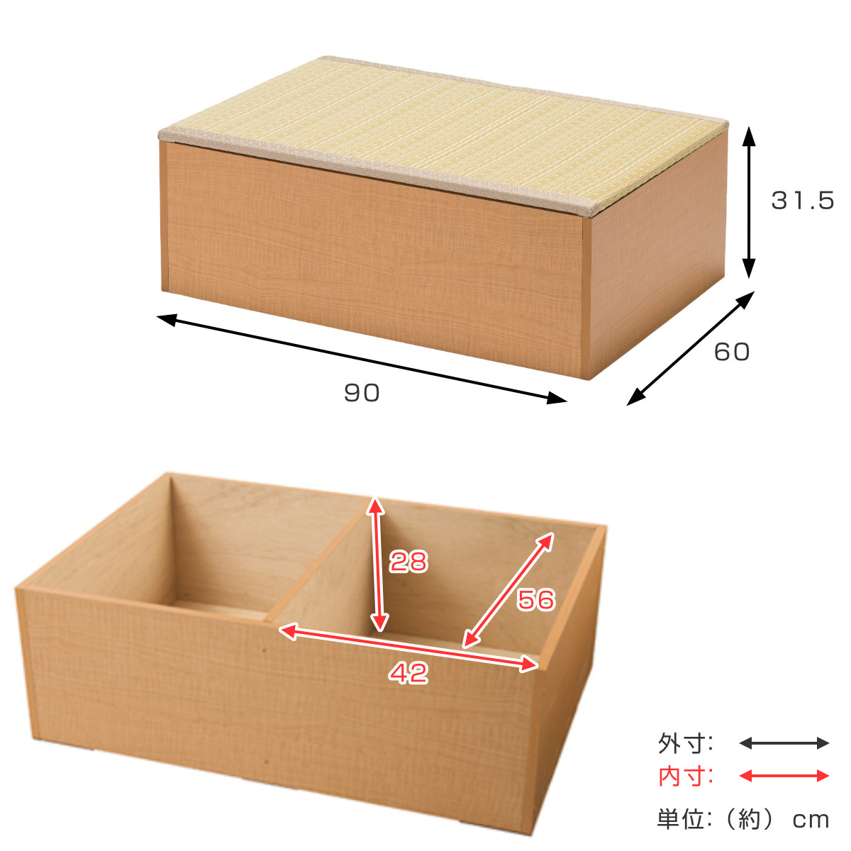 樹脂畳ユニット Bセット ロータイプ 幅180cm×2 幅90cm×2 収納付ベンチ