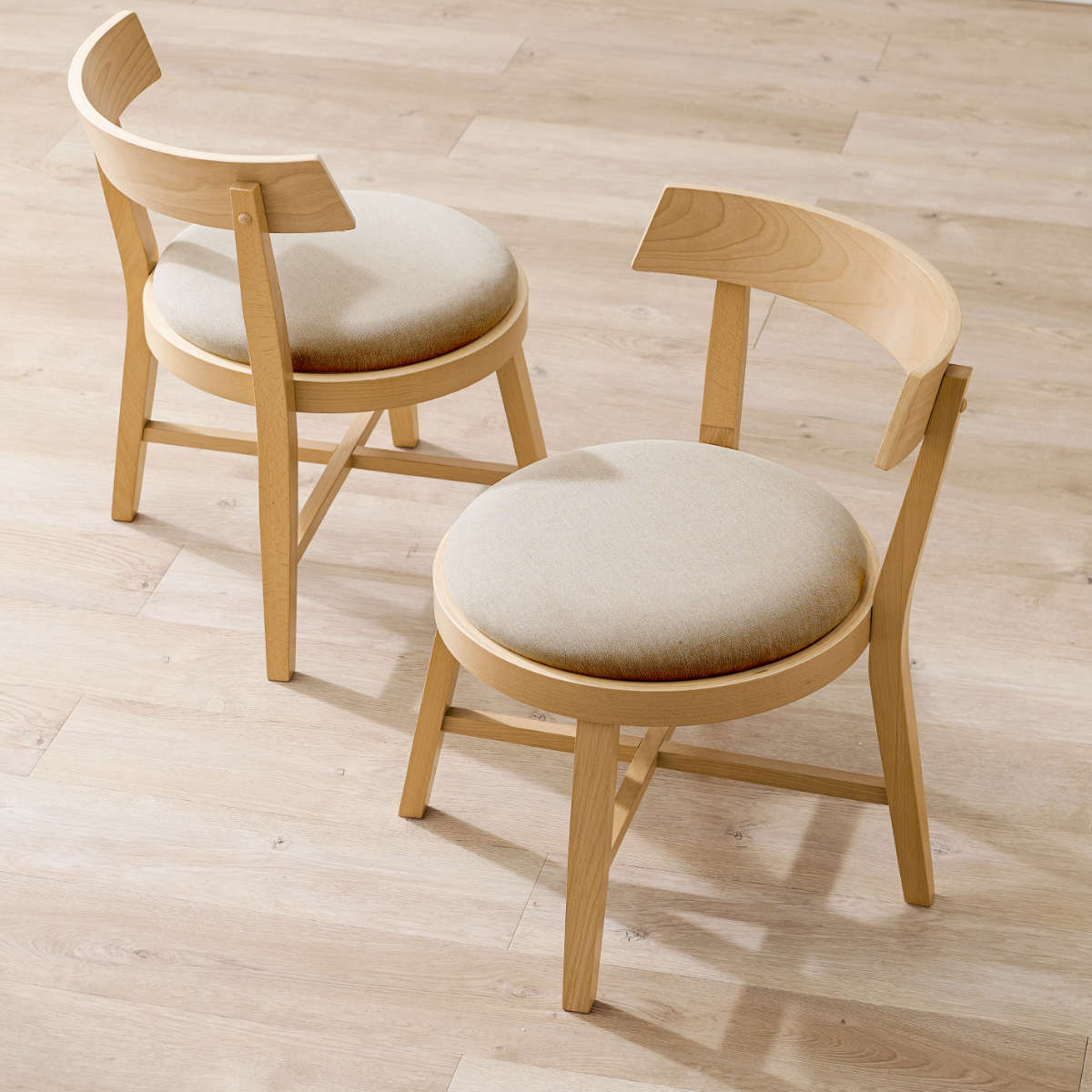 HAGiHARA（萩原） ダイニングチェア 同色2脚セット 座面高43cm 正円座