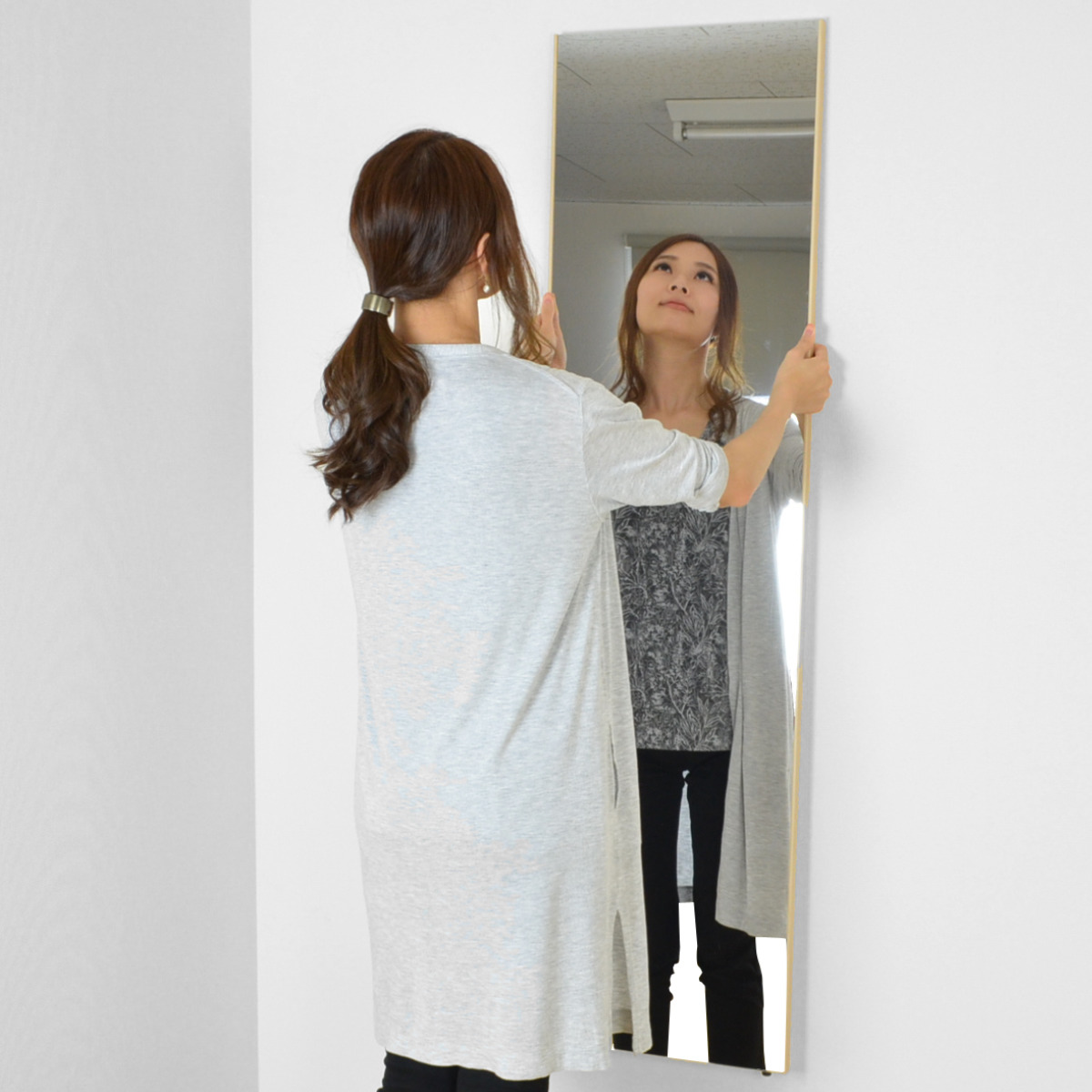 割れない鏡 リフェクスミラー スタンダード 吊式 細枠 姿見 45×120cm