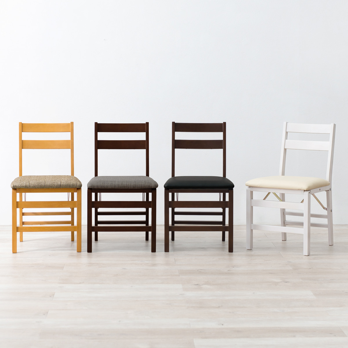 ダイニングチェア 折りたたみ 同色2脚セット 座面高43.5cm （ 座面