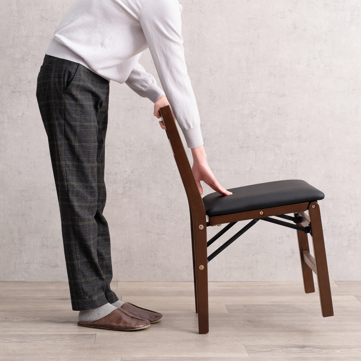 ダイニングチェア 折りたたみ 同色2脚セット 座面高43.5cm （ 座面