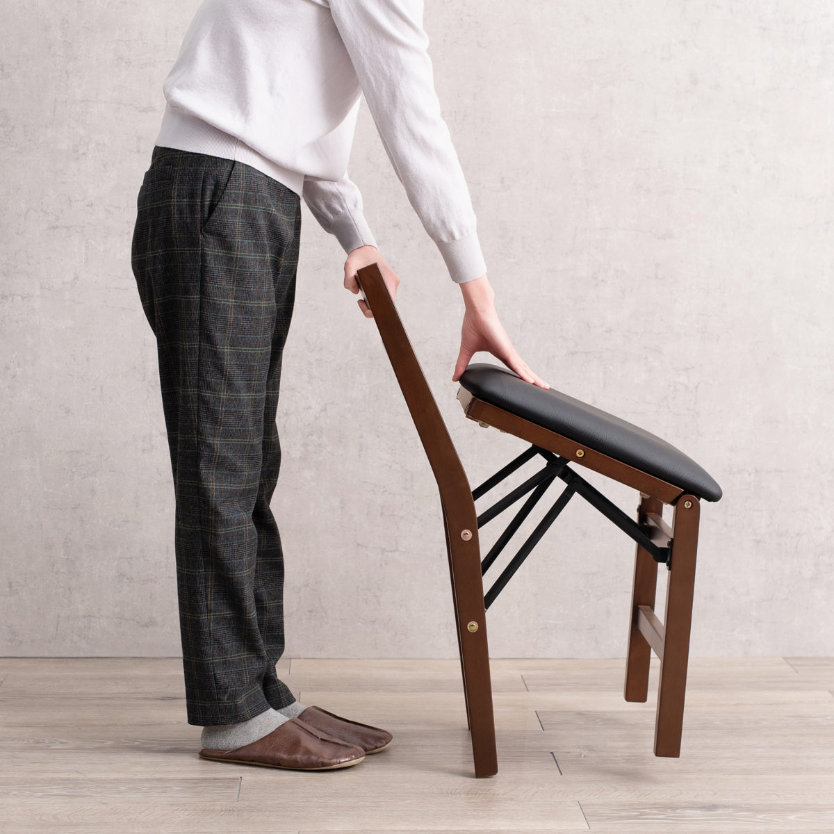 ダイニングチェア 折りたたみ 同色2脚セット 座面高43.5cm （ 座面