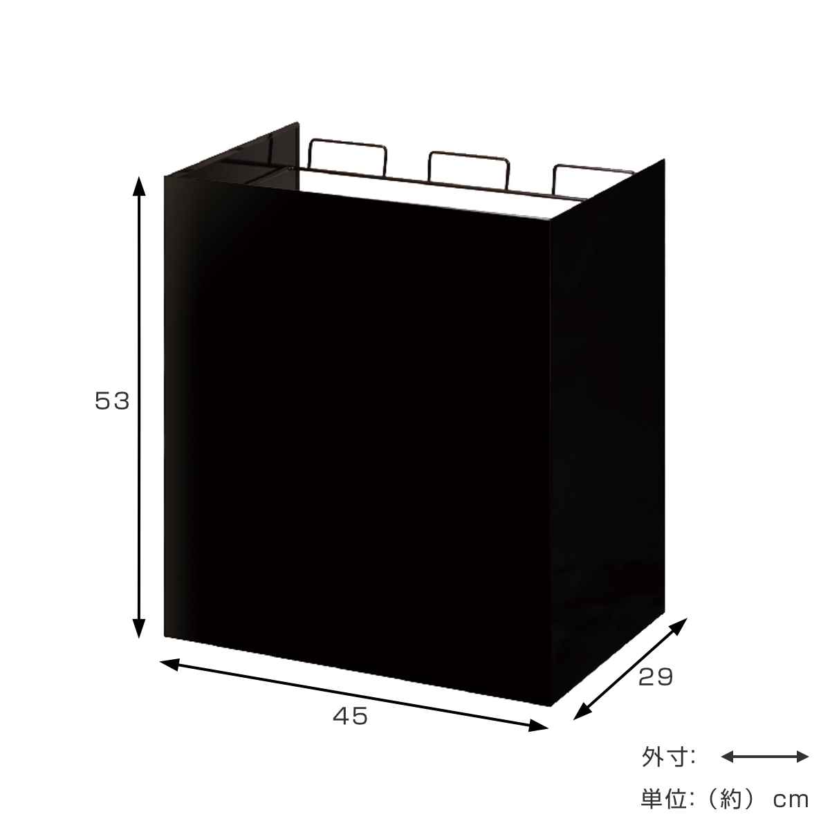 ゴミ箱 3分別 レジ袋ダストボックス スチール （ ごみ箱 レジ袋ホルダー レジ袋スタンド 目隠し付き キャスター付き ゴミ袋スタンド 棚下 シンク下 分別 ）_3